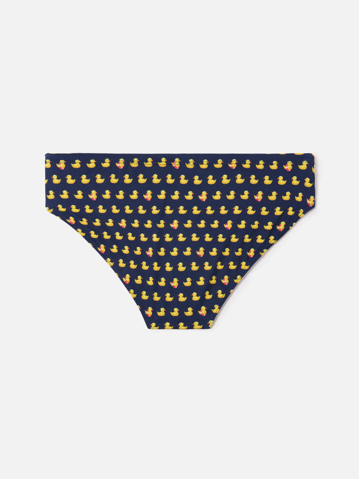 Cayo navy swim briefs with duck print