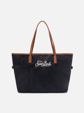 Borsa City nera regular in nylon