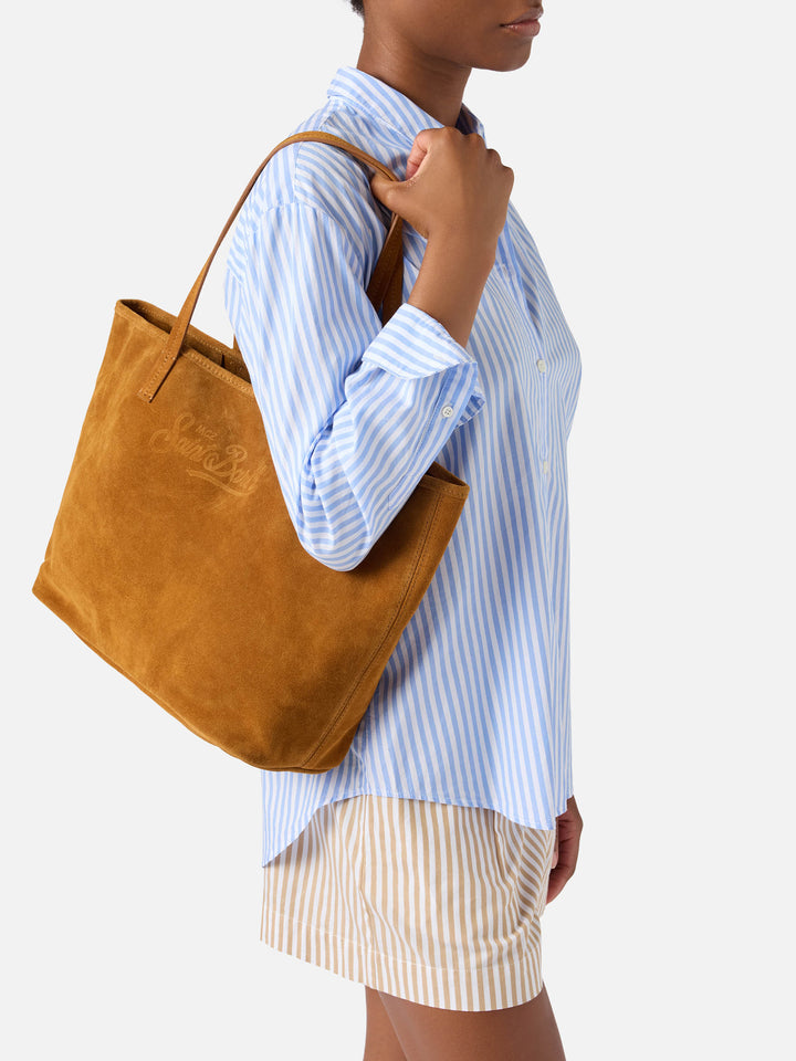 Camel suede City regular bag