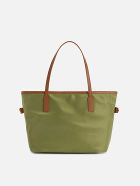 Borsa City medium in nylon verde militare