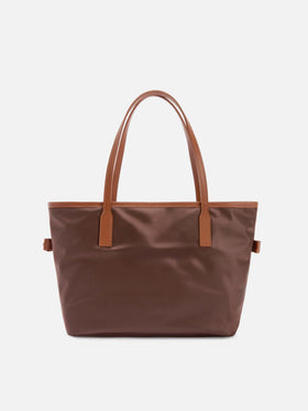 Borsa City medium in nylon marrone