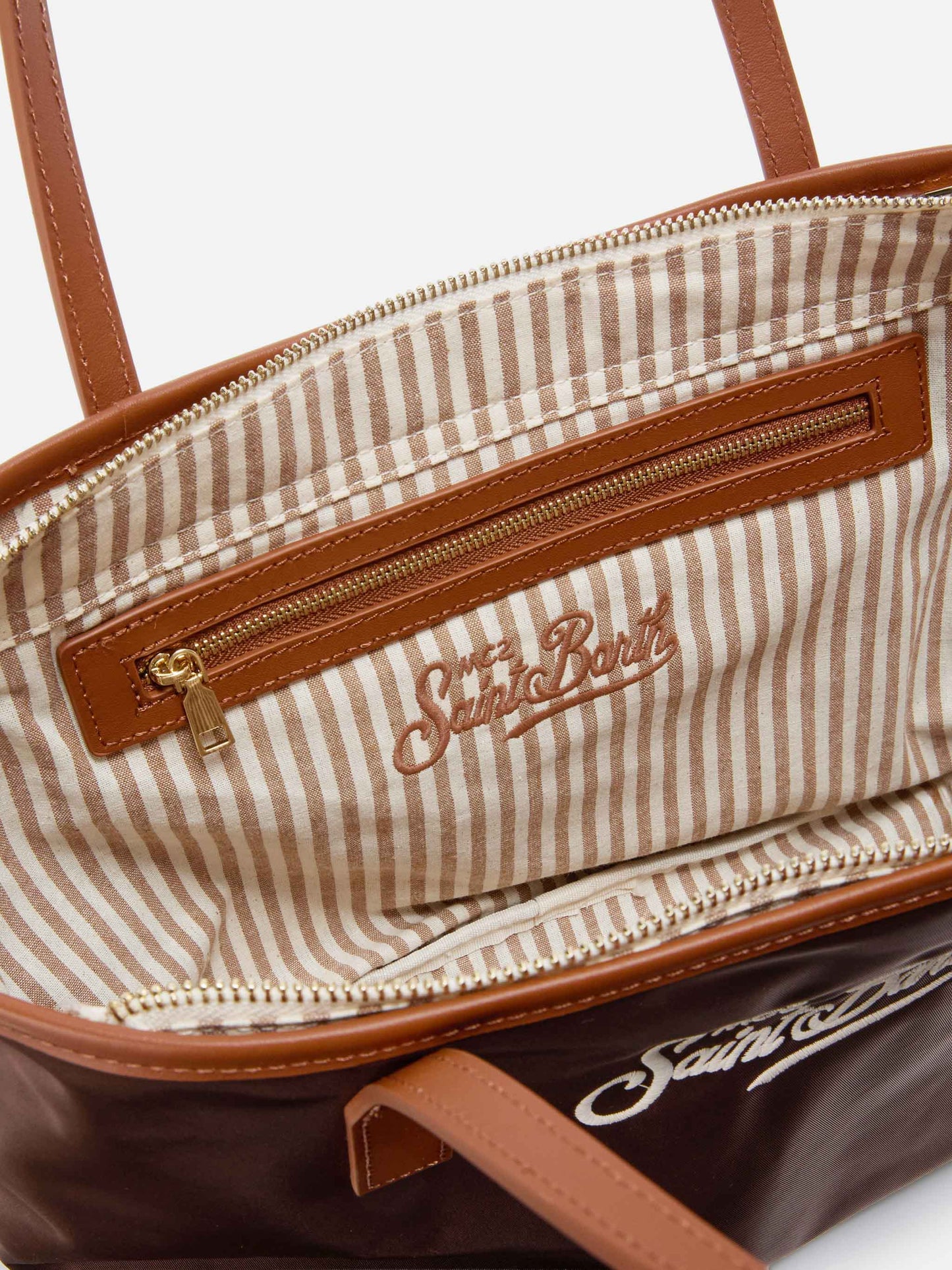 Borsa City medium in nylon marrone