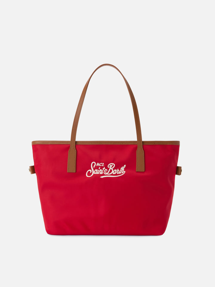 Borsa City medium in nylon rosso