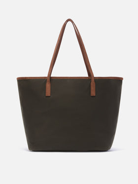 Große gewachste Large City Bag in Military Green mit Logostickerei 