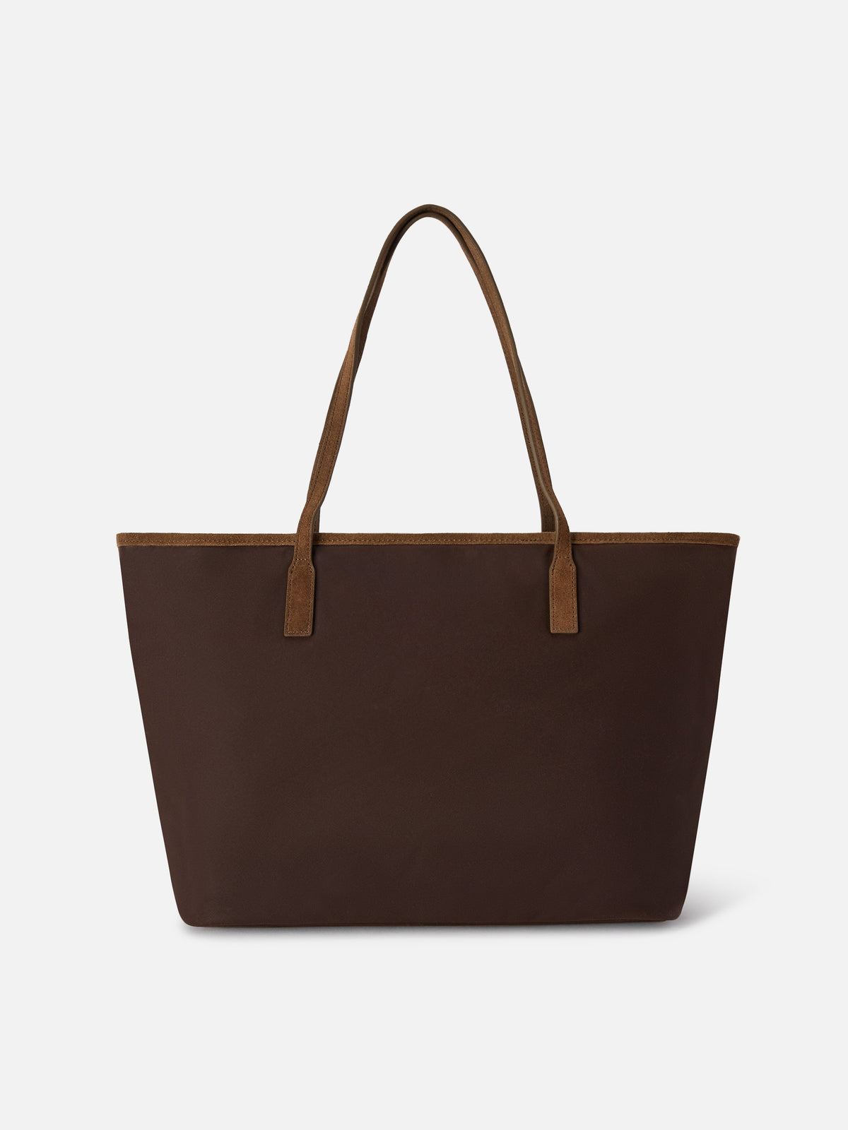Borsa Large City marrone in tessuto cerato con ricamo logo
