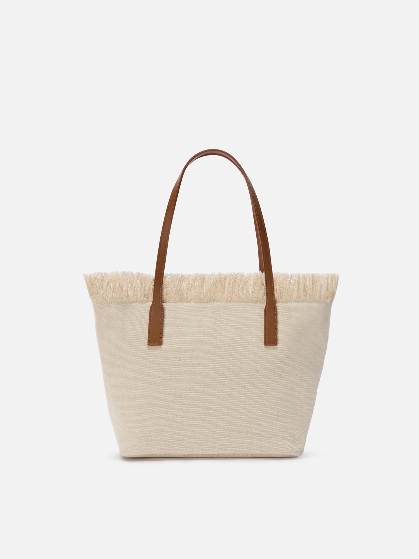 Borsa shopper City medium bianca in canvas con frange