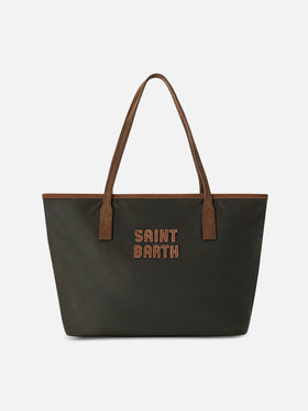 Sac Medium City ciré vert militaire avec broderie logo 