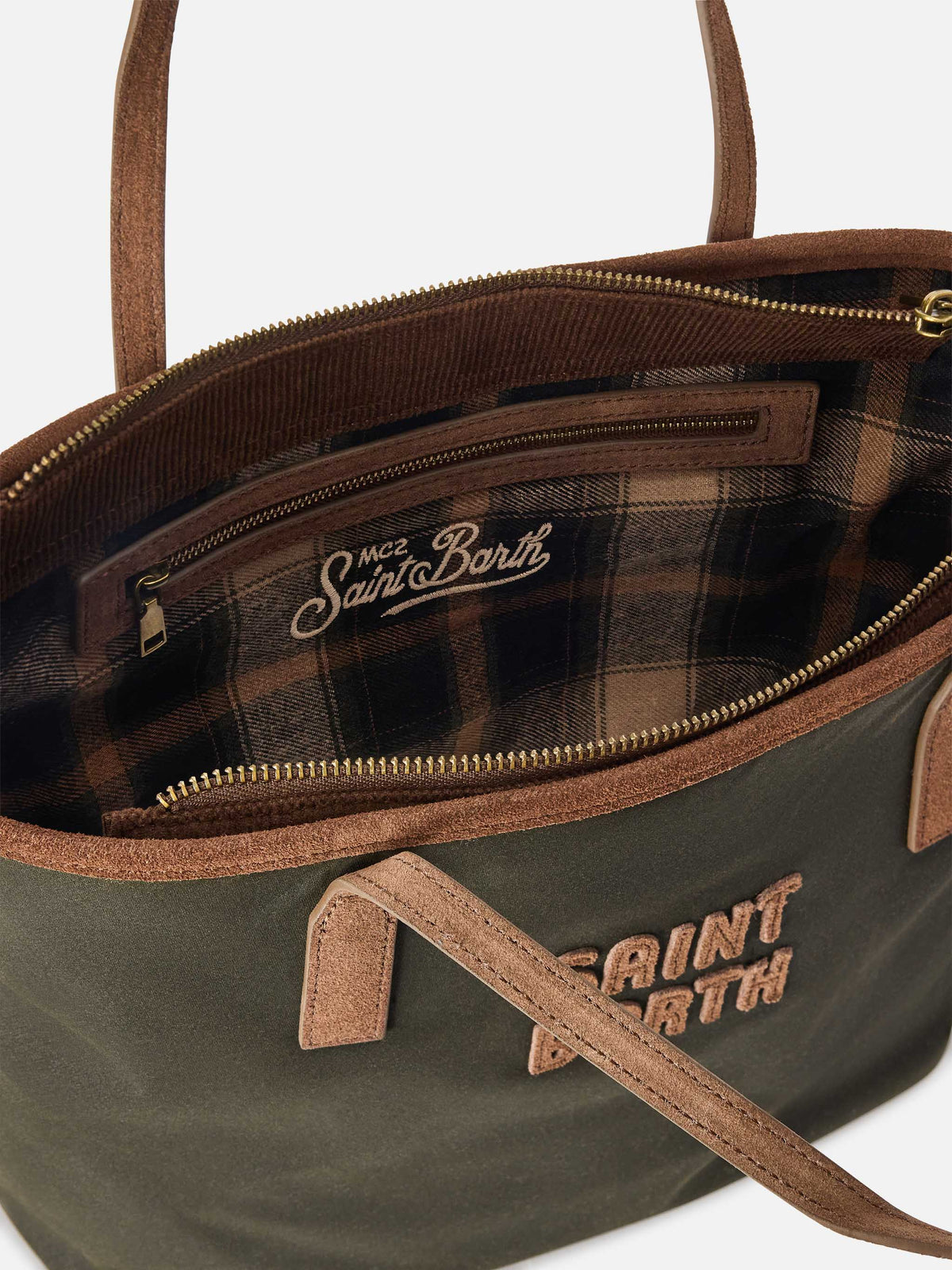 Sac Medium City ciré vert militaire avec broderie logo 
