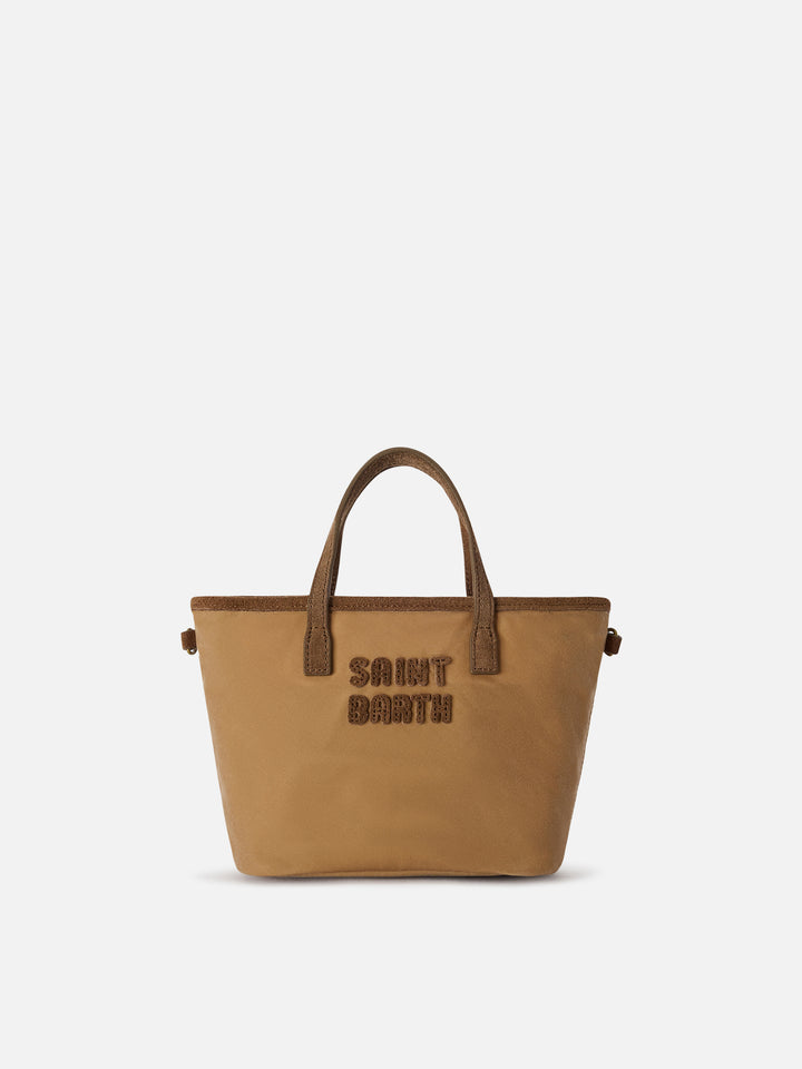 Gewachste Nut Mini City Tasche mit Logostickerei 