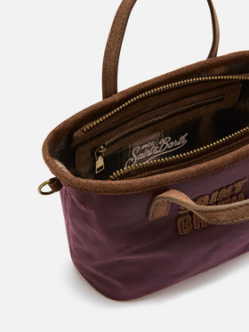Sac Mini City Bordeaux ciré avec broderie logo 