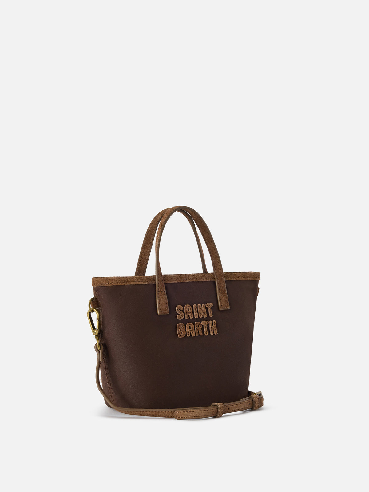 Bolso Brown Mini City encerado con bordado del logo 