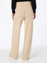 Pantaloni da donna beige in maglia Cabon