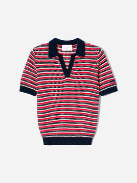 Striped Caddy Ridge cotton knit polo