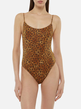 Lurex one-piece swimsuit Cecille with animalier print