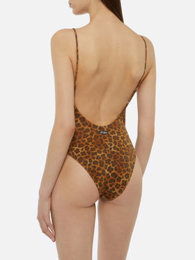 Lurex one-piece swimsuit Cecille with animalier print