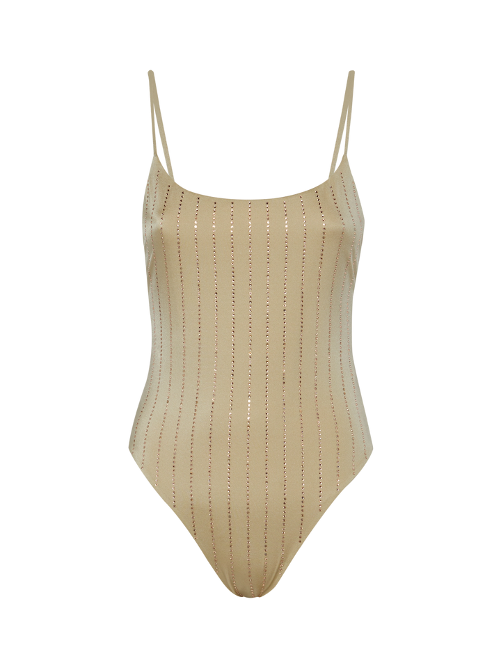 One-piece swimsuit Cecille with rhinestone striped embellishment