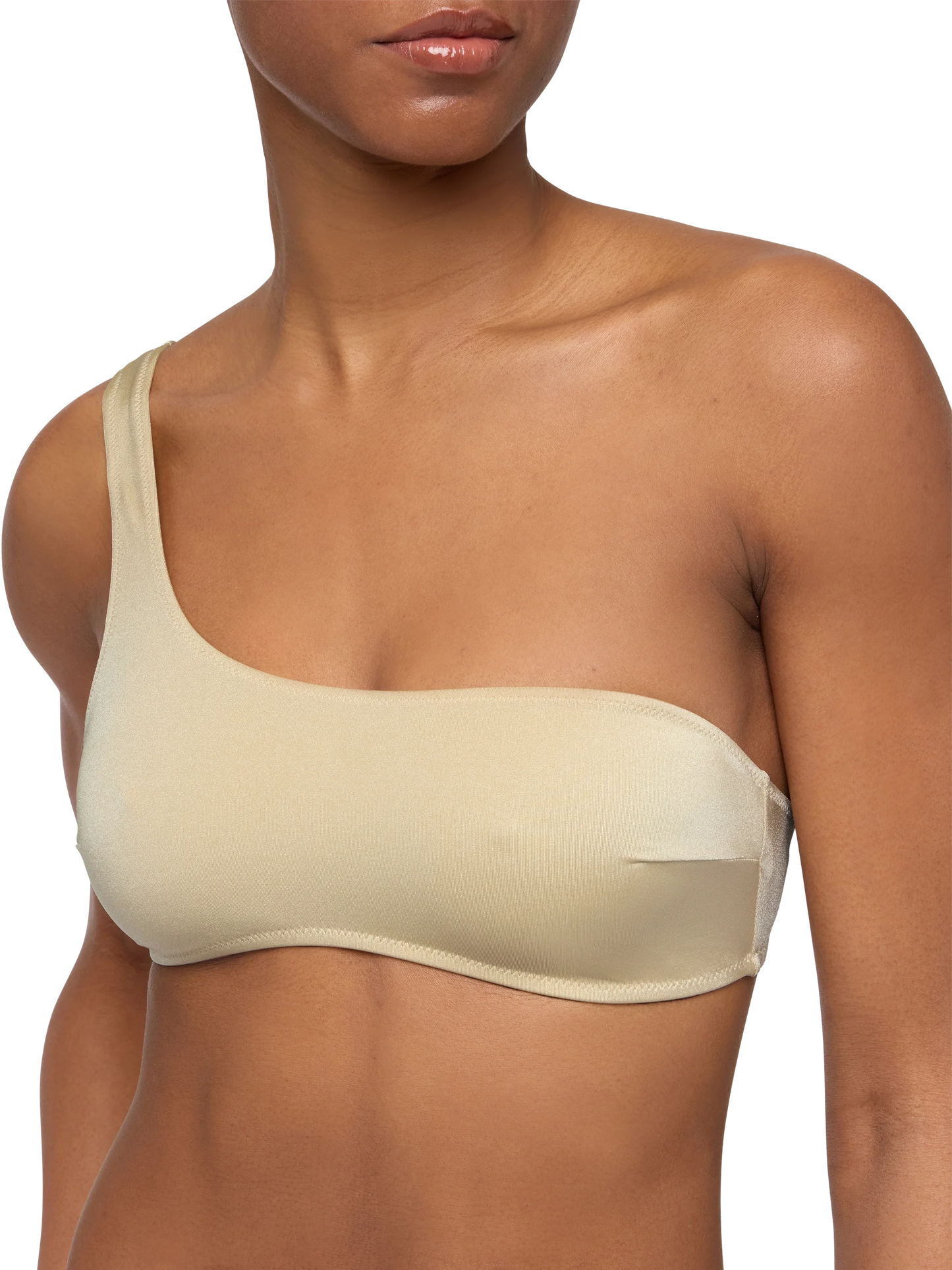 Celestine – Schimmerndes, goldenes One-Shoulder-Bralette-Top