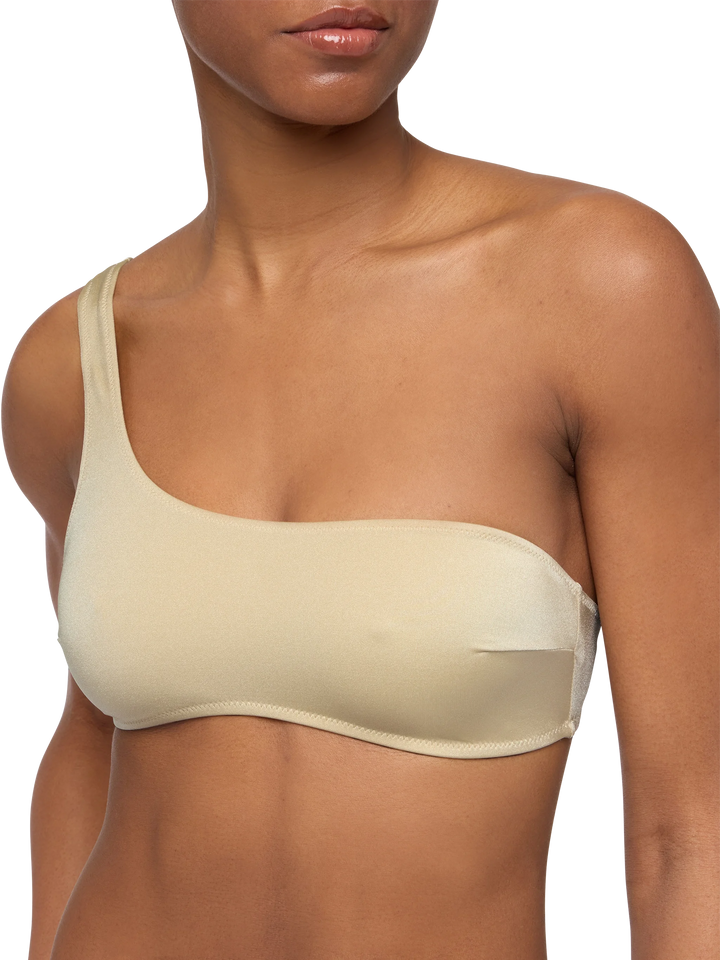 Celestine – Schimmerndes, goldenes One-Shoulder-Bralette-Top
