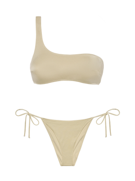 Bikini Celestine Virgo in shimmer oro con top a bralette monospalla e slip classici - MC2 Saint Barth