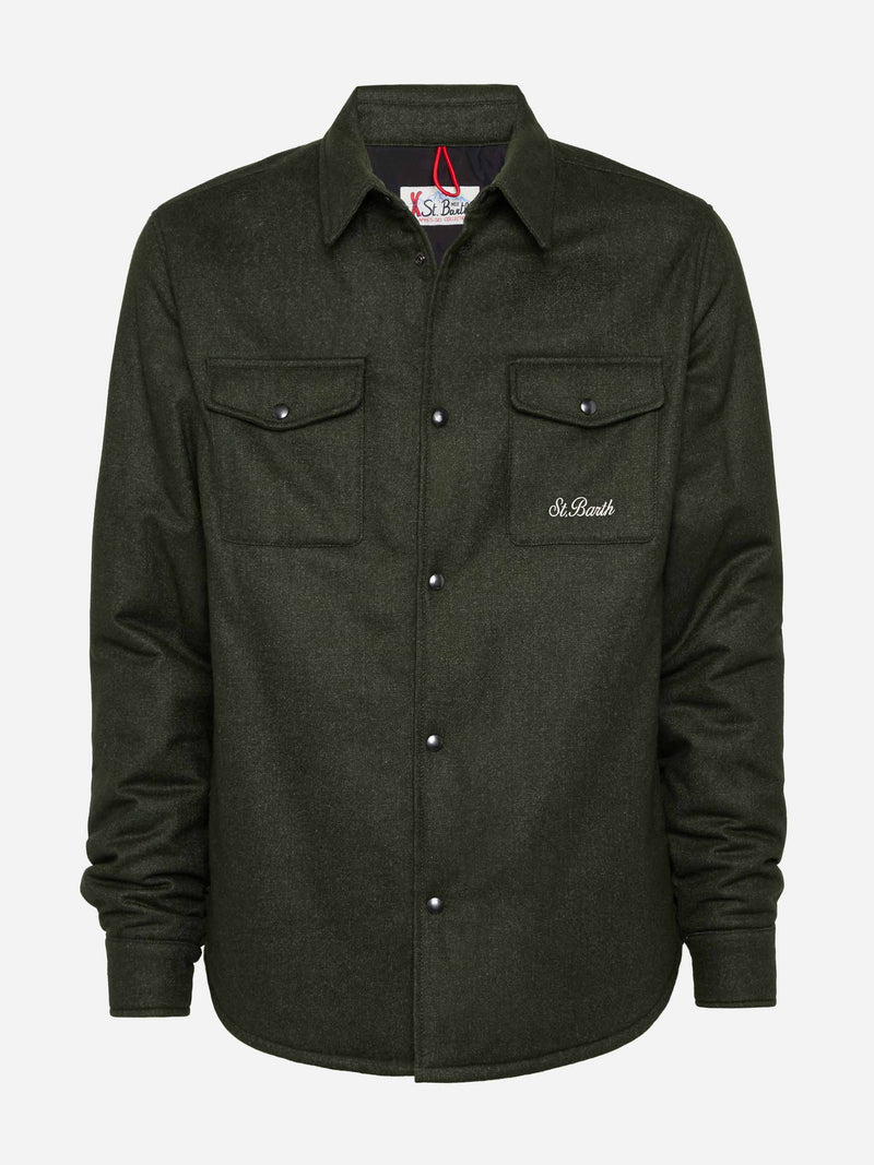 Wooly green overshirt Chalet with St. Barth embroidery