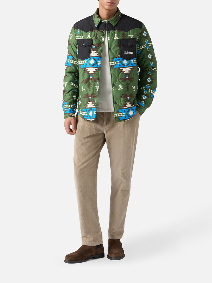 Sovracamicia imbottitaChalet con stampa etnica e tasche a toppa