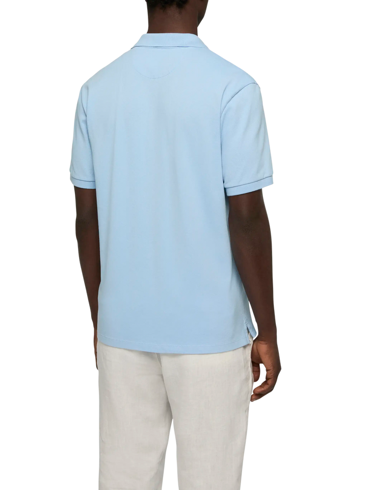Polo Charles in piquet di cotone azzurro