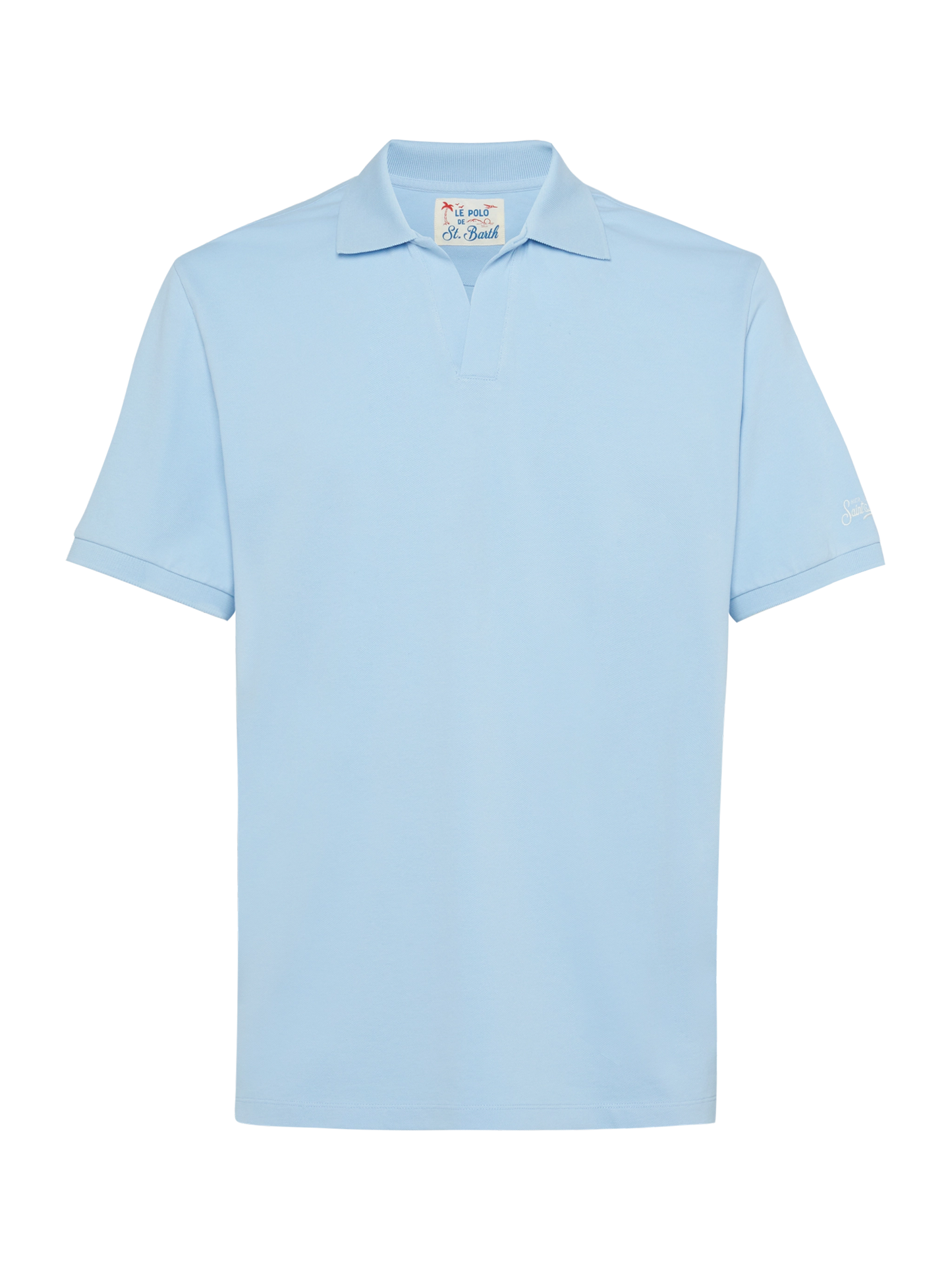 Light blue cotton piquet buttonless polo shirt Charles