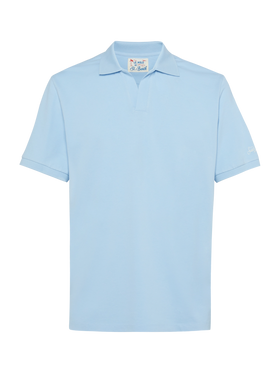 Light blue cotton piquet buttonless polo shirt Charles