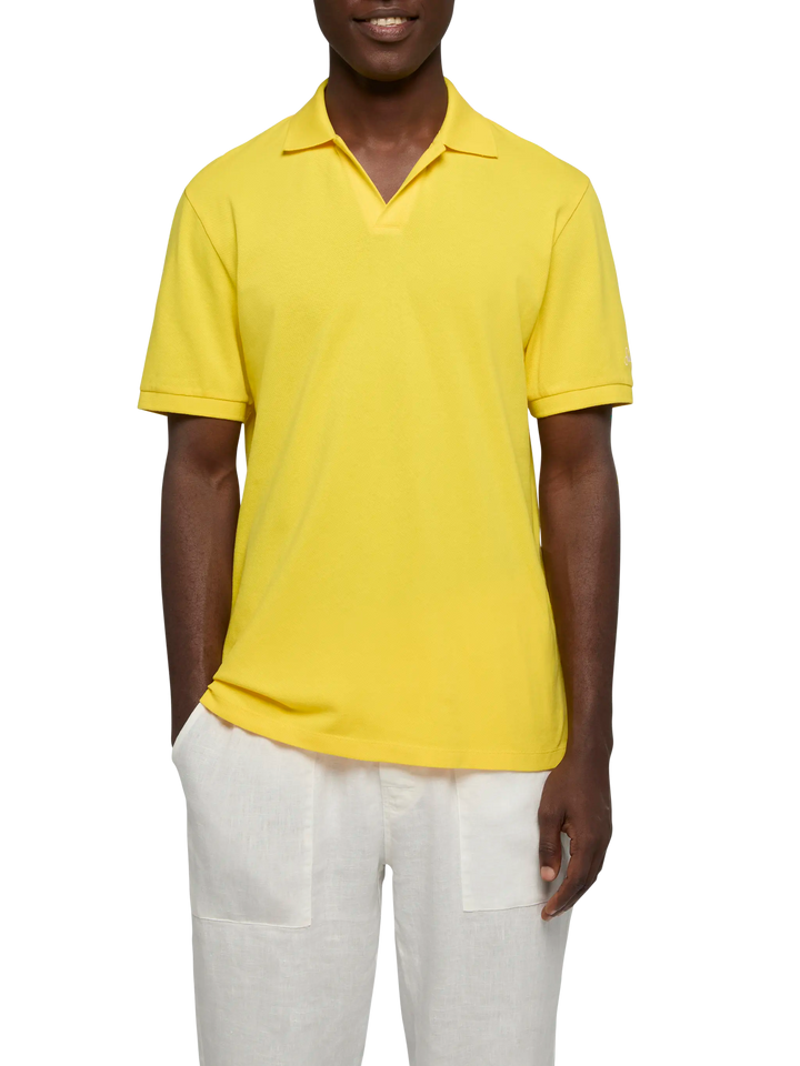 Yellow cotton piquet buttonless polo shirt Charles
