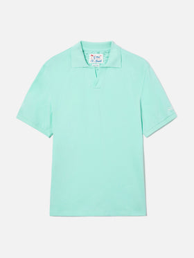 Mint green Charles polo in solid color cotton piquet