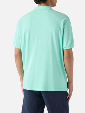 Mint green Charles polo in solid color cotton piquet