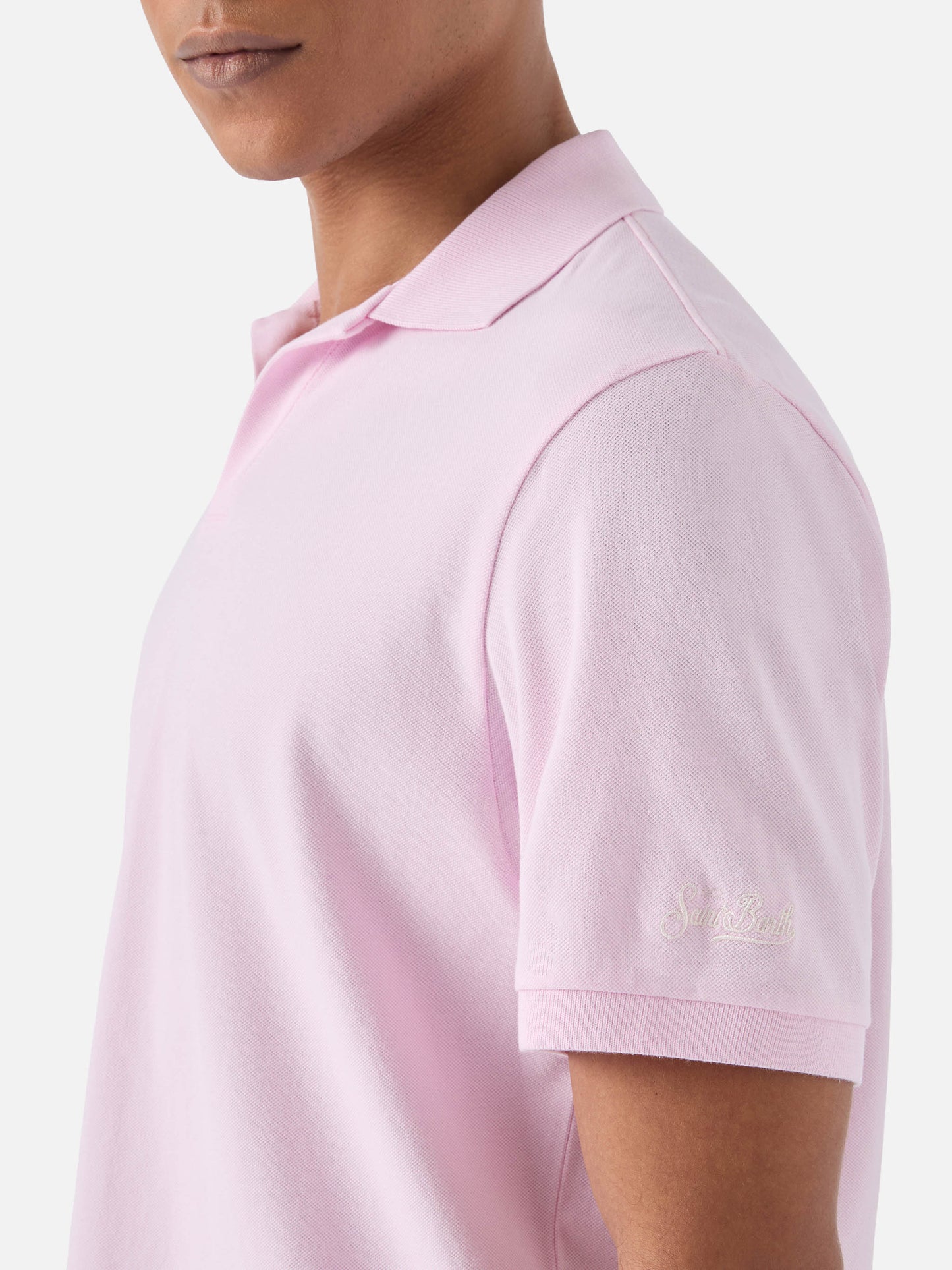 Polo Charles in piquet di cotone rosa