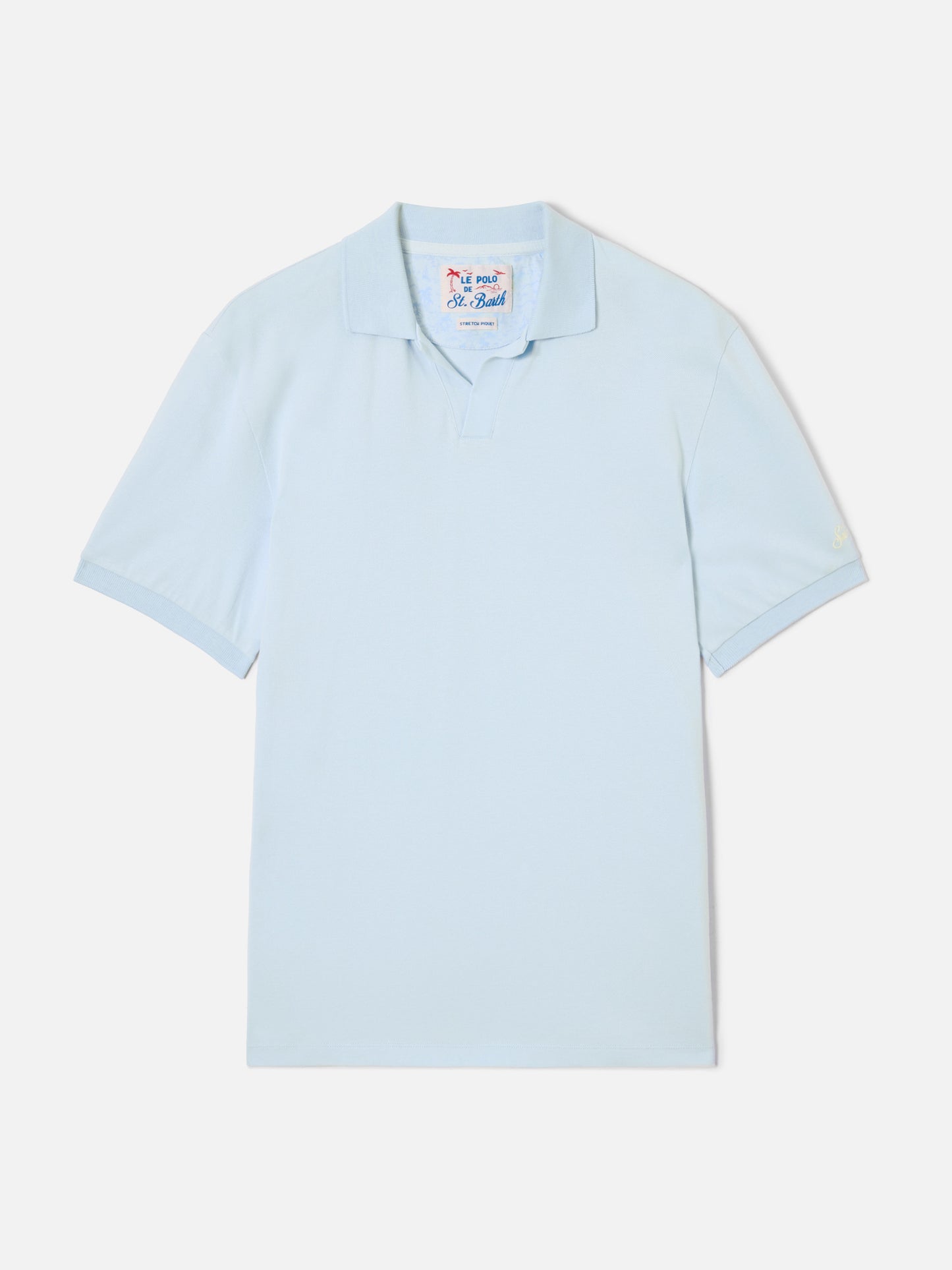 Charles polo in light blue cotton piquet