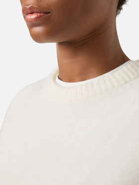 Off white Lucille soft alpaca wool blend crewneck knit with logo embroidery