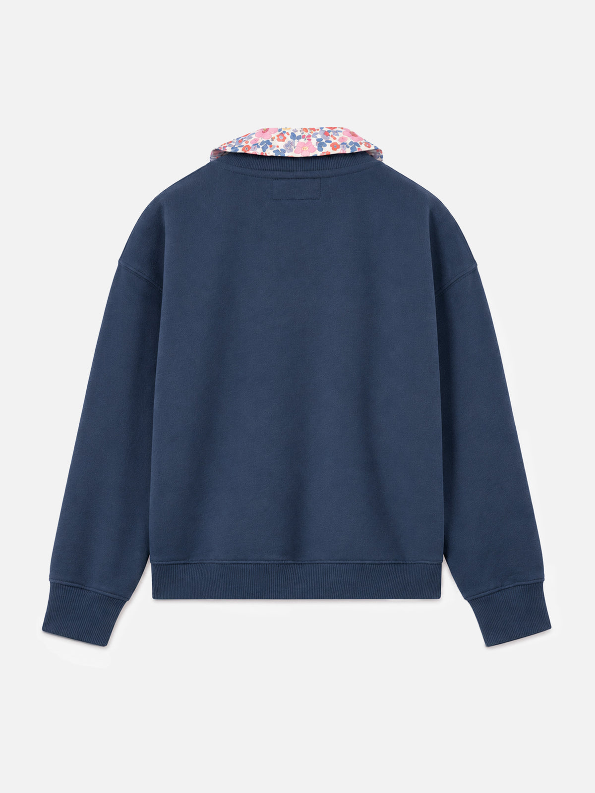 Sweatshirt ras-du-cou bleu pour fille Coleen avec col floral 
