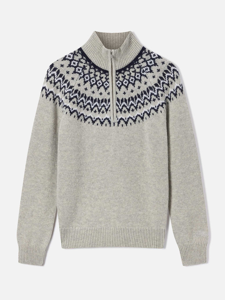 Pull demi-zip Grey Clyde en mélange de laine avec motif nordique 