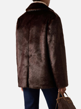 Manteau en fausse fourrure Camila marron foncé 