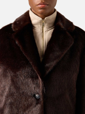 Manteau en fausse fourrure Camila marron foncé 