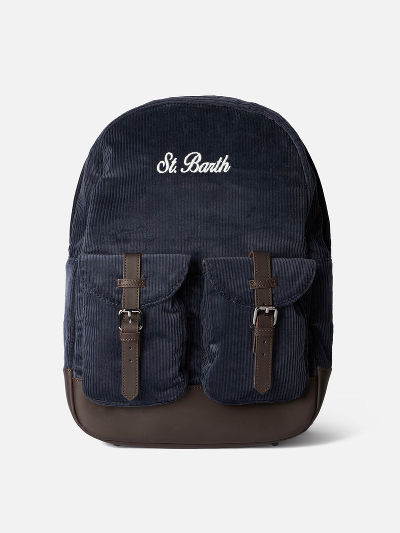 Zaino in velluto a coste blu navy Cody