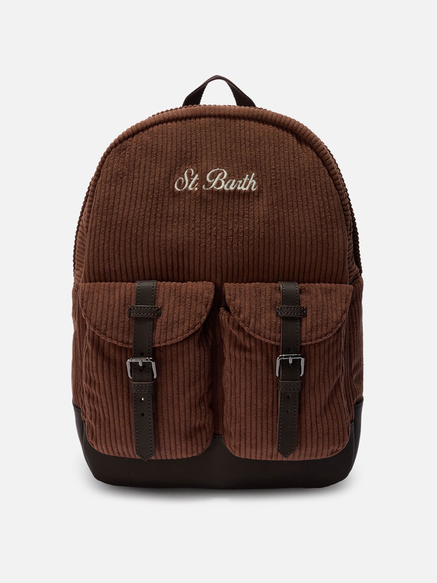 Cody Corduroy Backpack in wool blend brown with leather details