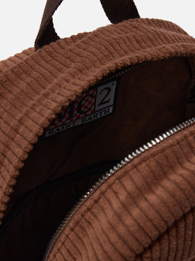 Cody Corduroy Backpack in wool blend brown with leather details