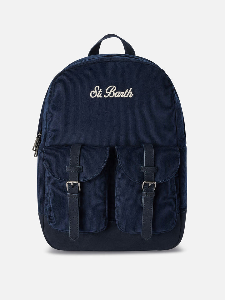 Marineblauer blue Cody Cord-Rucksack mit Logostickerei 