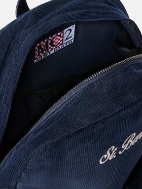 Marineblauer blue Cody Cord-Rucksack mit Logostickerei 