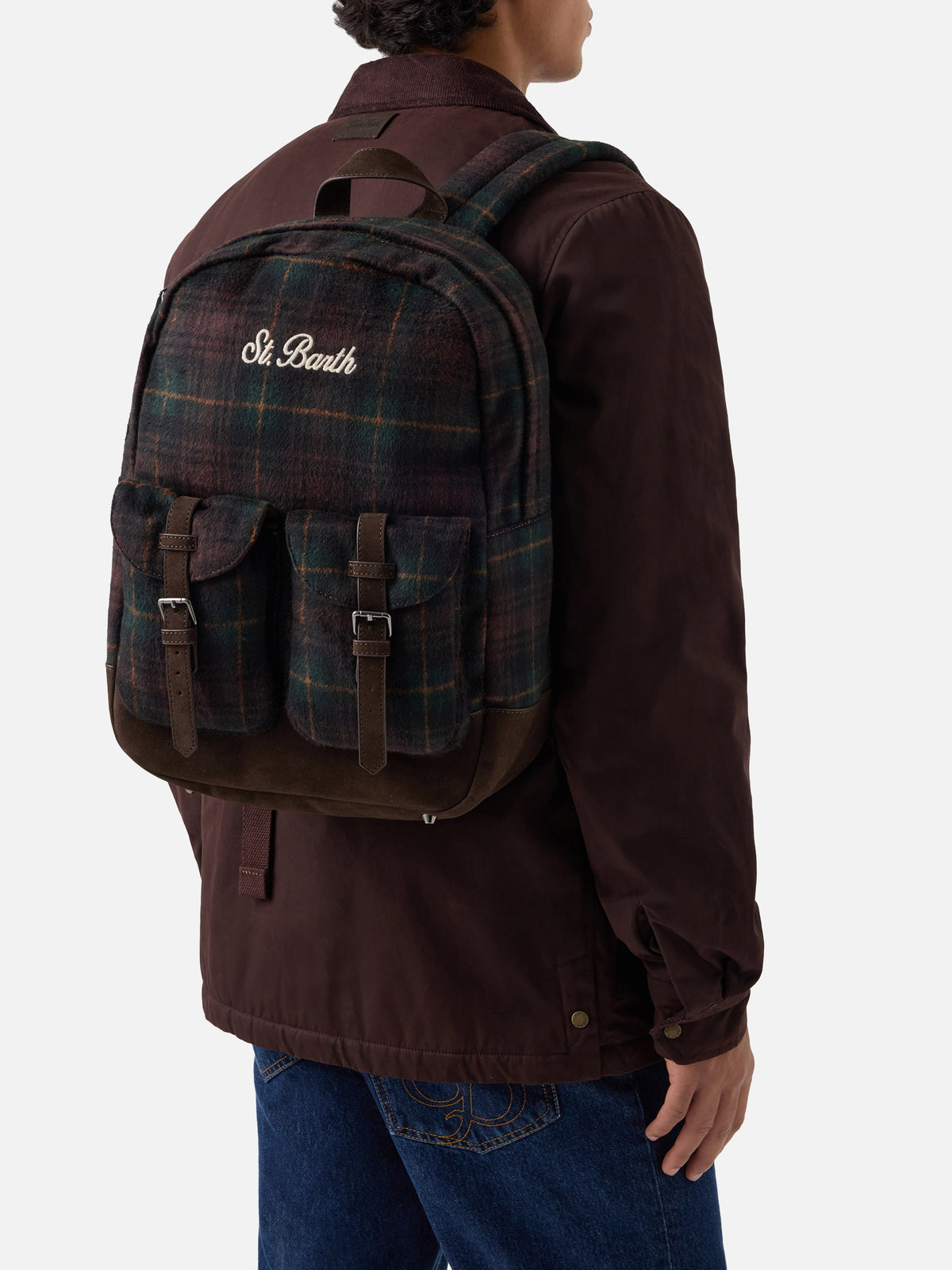 Cody wool blend backpack with tartan pattern