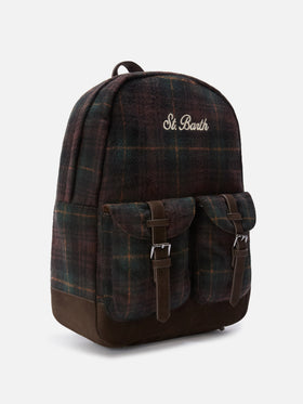 Cody wool blend backpack with tartan pattern