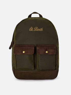 Sac à dos ciré vert militaire Cody avec logo brodé 