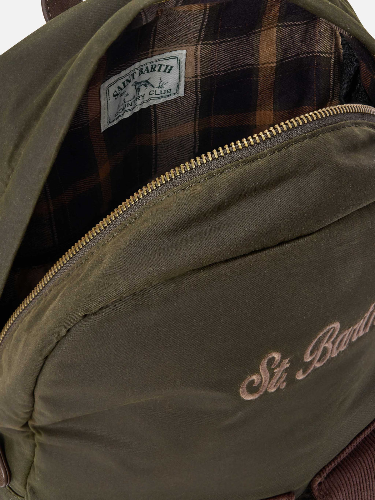 Gewachster Rucksack in Military Green Cody mit Logostickerei 