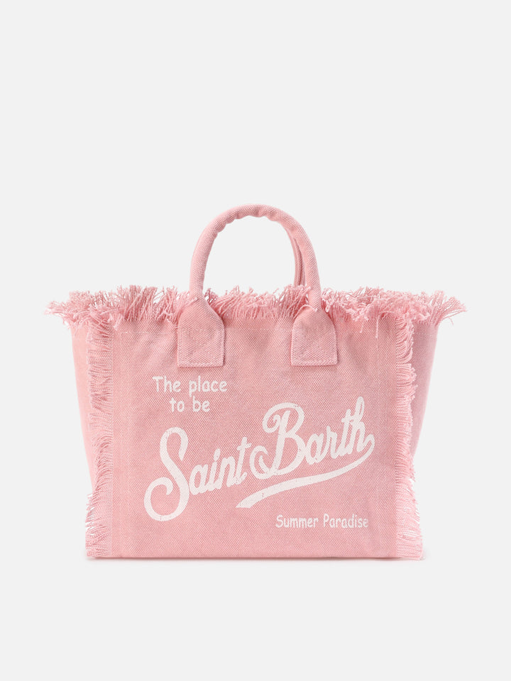 Pink canvas Colette bag with fringes