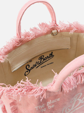 Pink canvas Colette bag with fringes