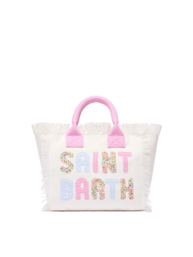 Colette cotton canvas handbag with Saint Barth patch logo - MC2 Saint Barth